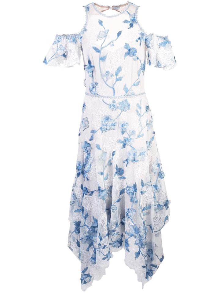 Marchesa Notte Floral Evening Dress - Blue