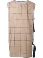 Damir Doma Grid Print Tie Side Tank Top, Men's, Size: Medium, Nude/neutrals, Cotton