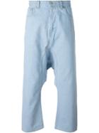Ganryu Comme Des Garcons Drop-crotch Cropped Jeans, Men's, Size: M, Blue, Cotton