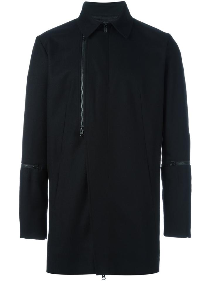 Y-3 Zipped Coat, Men's, Size: Xs, Black, Polyamide/polyester/wool/polyacrylic