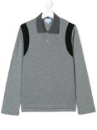 Lanvin Petite Teen Contrast-trim Long Sleeved Polo Shirt - Grey