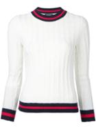 Loveless Cable Knit Jumper, Women's, Size: 36, White, Cotton/rayon