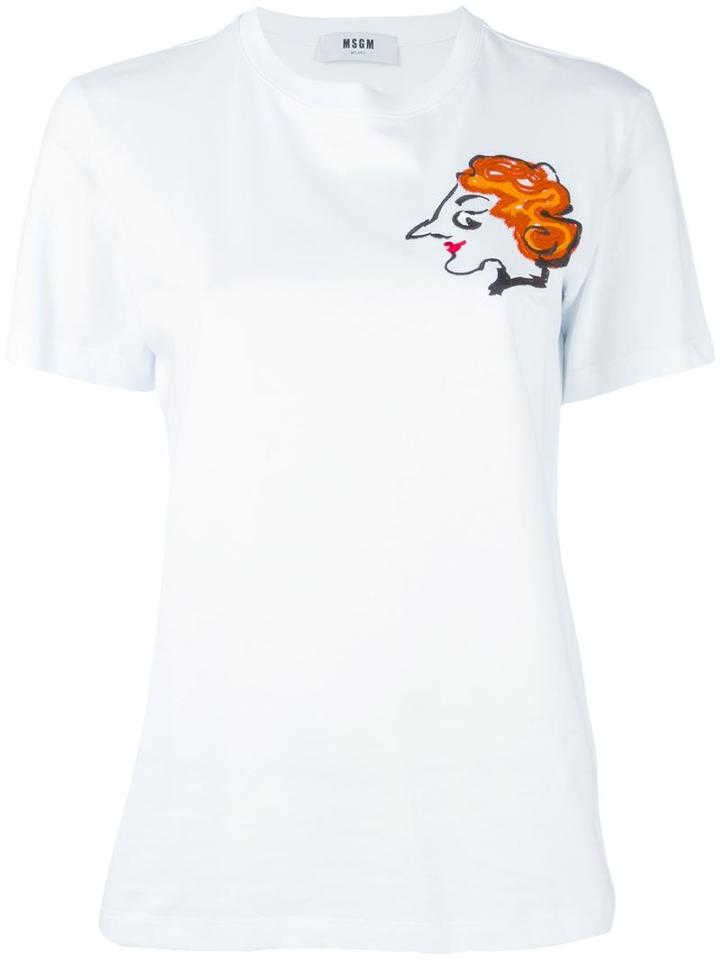 Msgm 'viso' T-shirt, Women's, Size: Small, White, Cotton