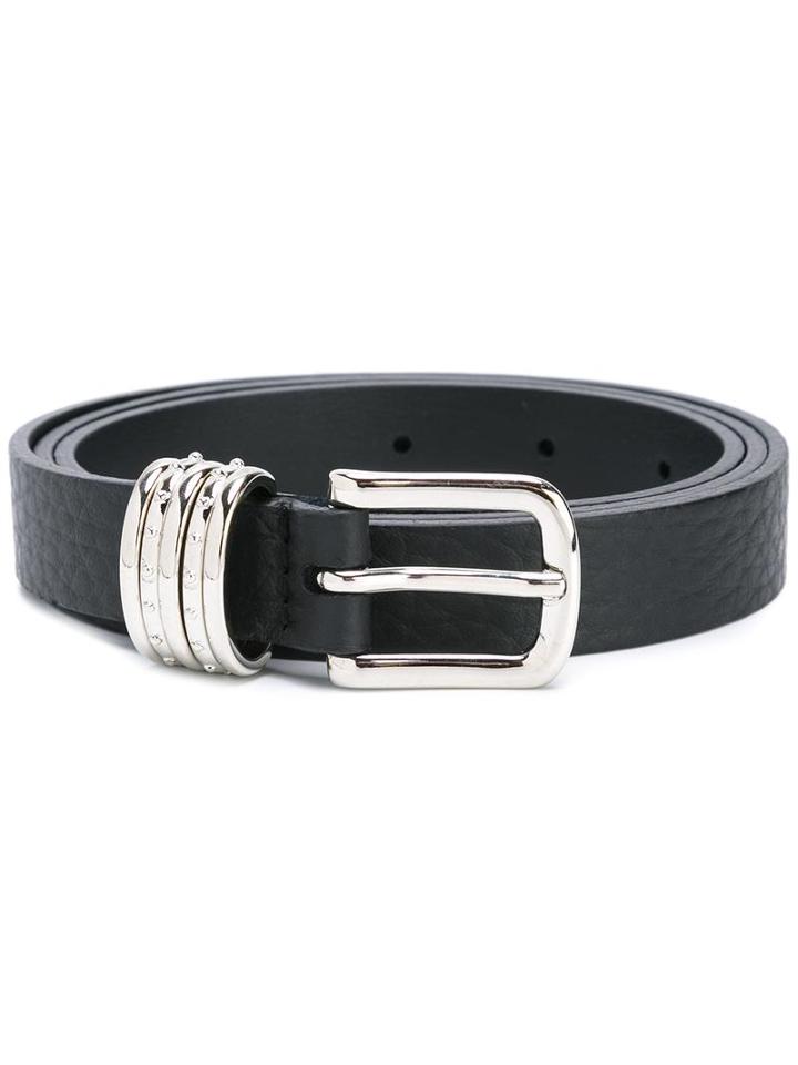 Orciani Square Buckle Thin Belt, Women's, Size: 90, Black, Calf Leather