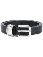 Orciani Square Buckle Thin Belt, Women's, Size: 90, Black, Calf Leather