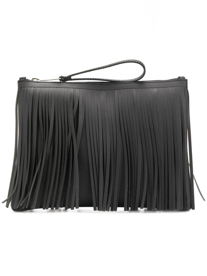 Gum Fringed Clutch Bag - Black