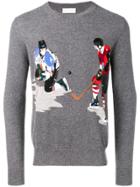 Ballantyne Cashmere Hockey Intarsia Sweater - Grey
