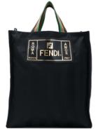 Fendi Striped Shopper Tote - Black