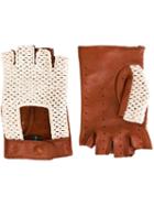 Etro Crochet Detail Fingerless Gloves, Men's, Size: Small, Brown, Lamb Skin/cotton