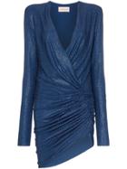 Alexandre Vauthier Plunge-neck Shimmer Mini Dress - Blue