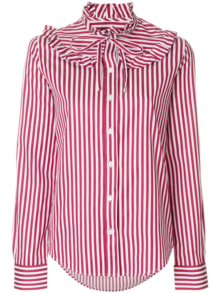 Love Moschino Striped Pie Crust Collar Shirt - Red