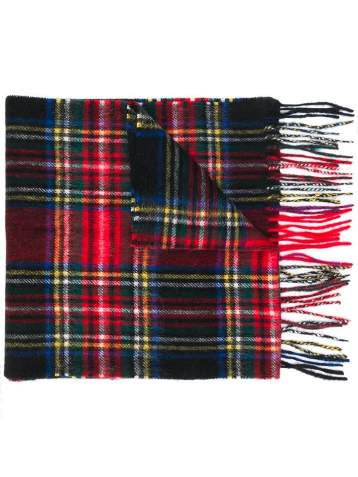 Barbour Plaid Fringed Scarf - Black