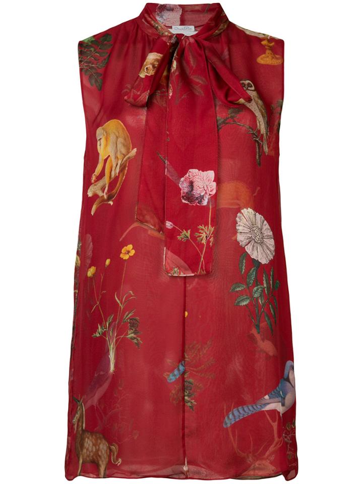 Oscar De La Renta Printed Blouse - Red