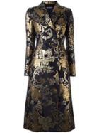 Dolce & Gabbana Floral Brocade Midi Coat - Black