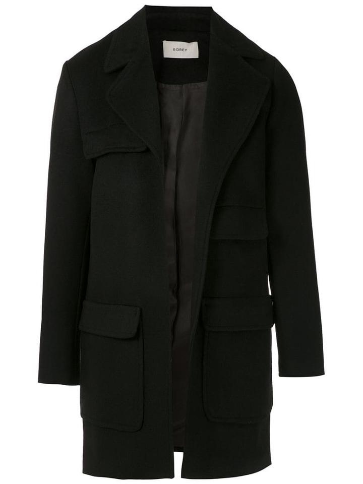 Egrey Open-front Midi Coat - Black
