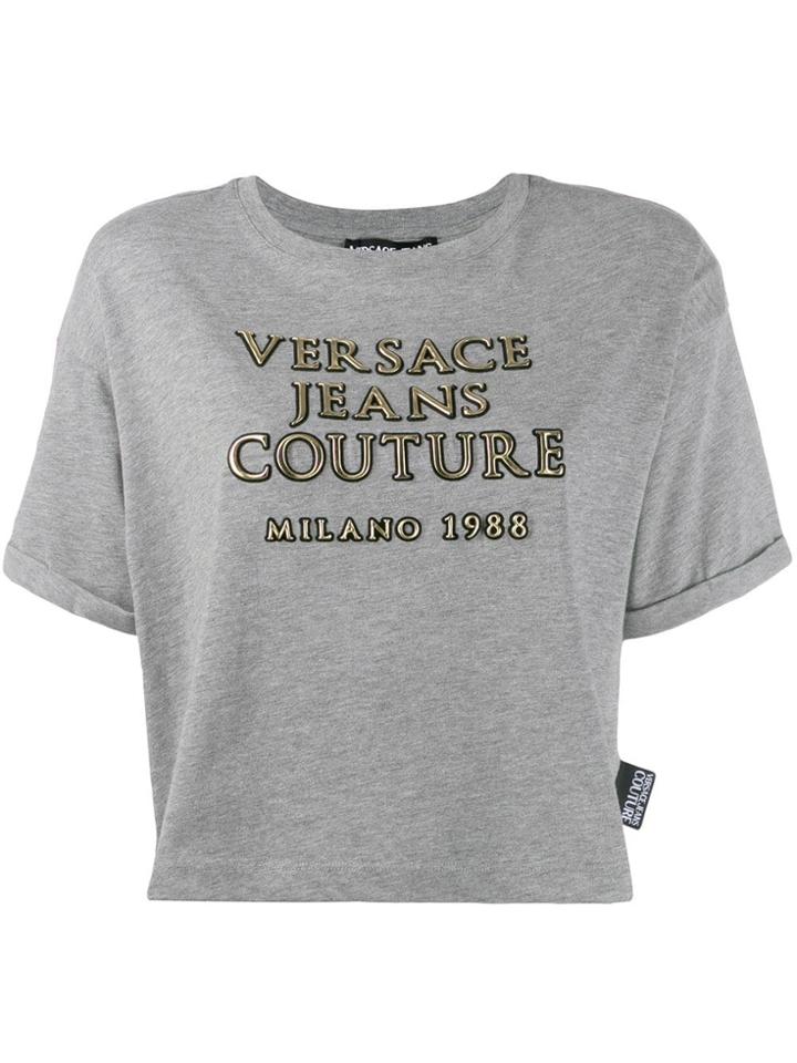 Versace Jeans Couture Printed Cropped T-shirt - Grey
