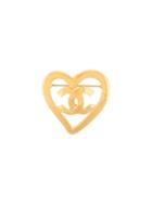 Chanel Vintage Heart Cutout Brooch - Metallic