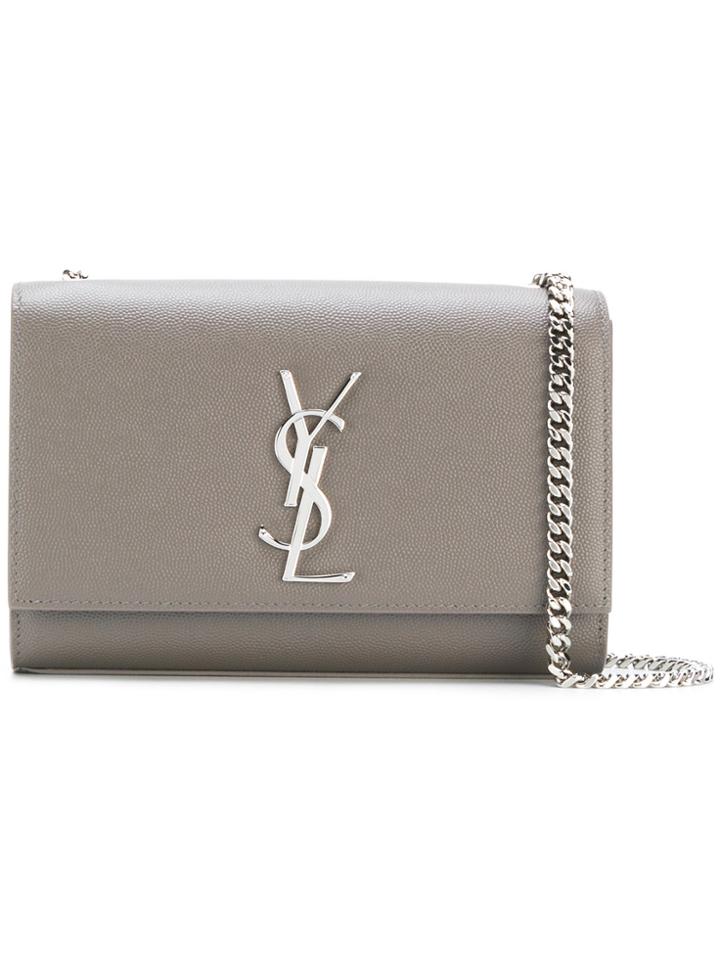 Saint Laurent Large Kate Monogram Shoulder Bag - Grey
