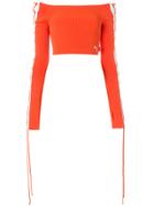 Puma Cropped Off-shoulder Knitted Top - Yellow & Orange