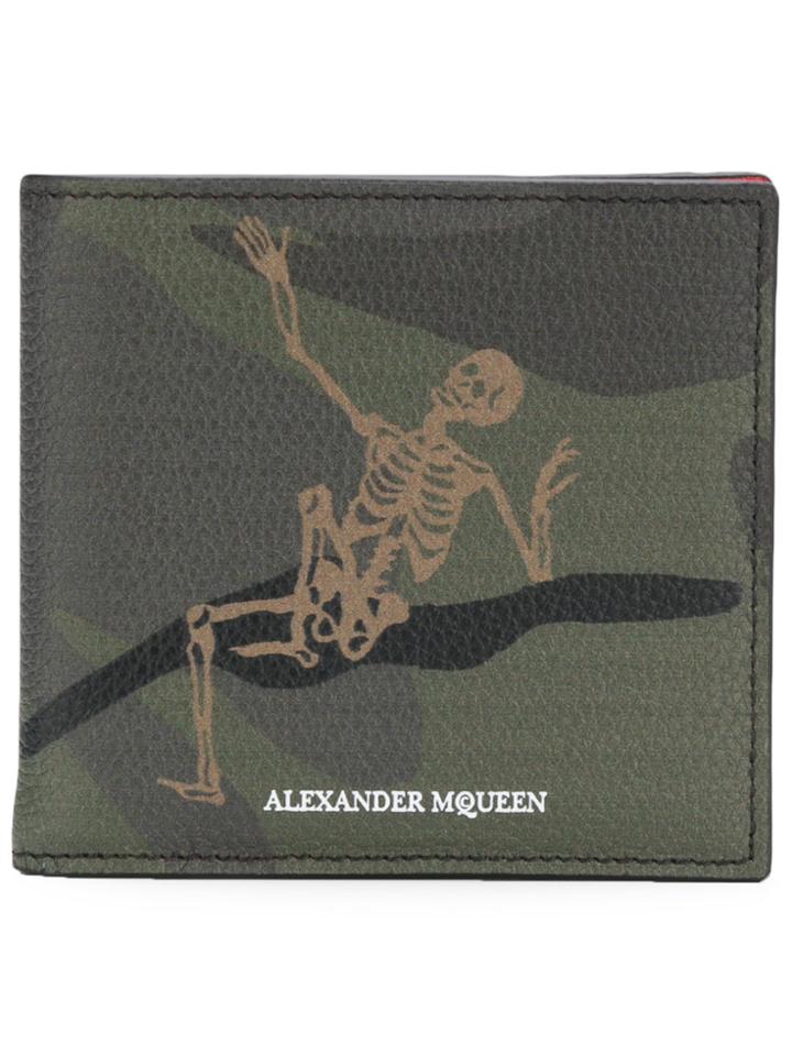Alexander Mcqueen Skeleton Print Wallet - Green