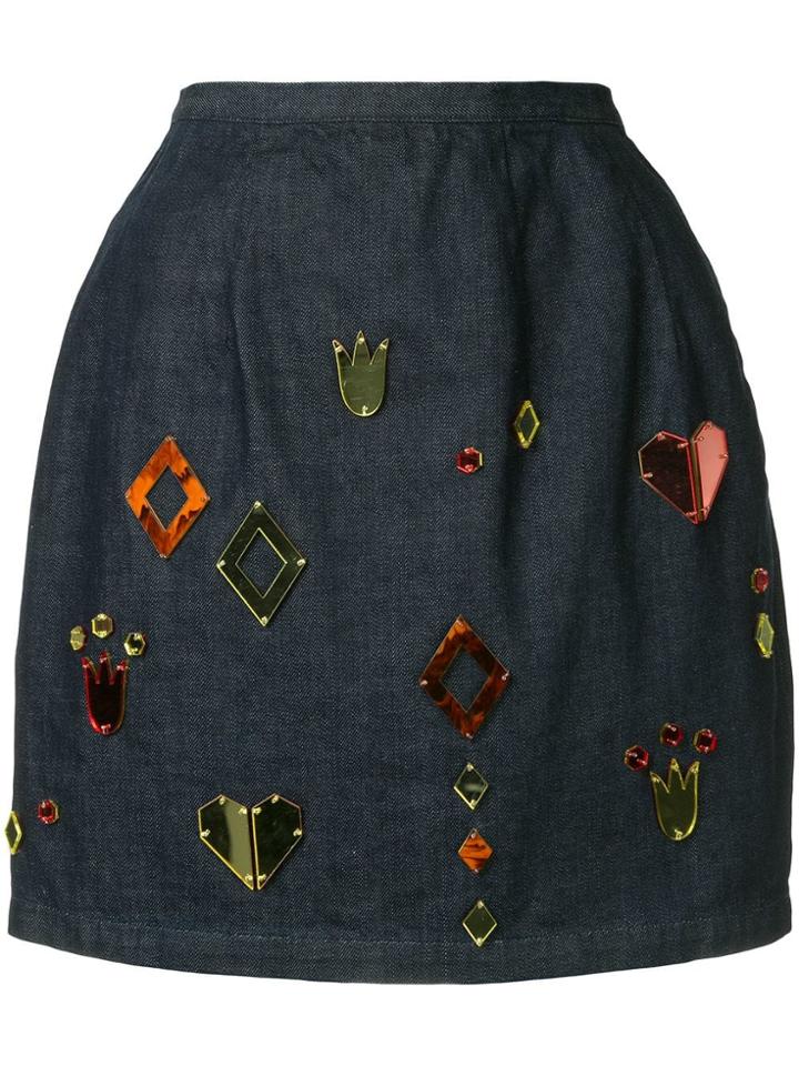 Tu Es Mon Trésor Mirror Denim Skirt - Blue