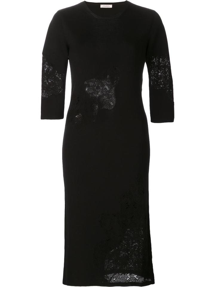 Nina Ricci Knit Fitted Dress, Women's, Size: Medium, Black, Wool