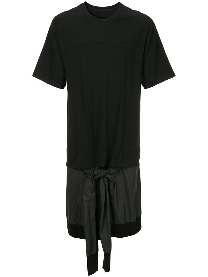 Julius Tied Panel Long-line T-shirt - Black