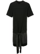 Julius Tied Panel Long-line T-shirt - Black