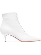 Gianvito Rossi White 55 Lace Up Leather Ankle Boots