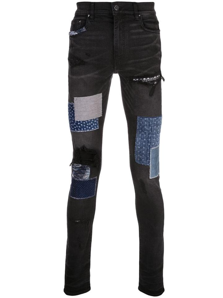 Amiri Patchwork Skinny Jeans - Grey