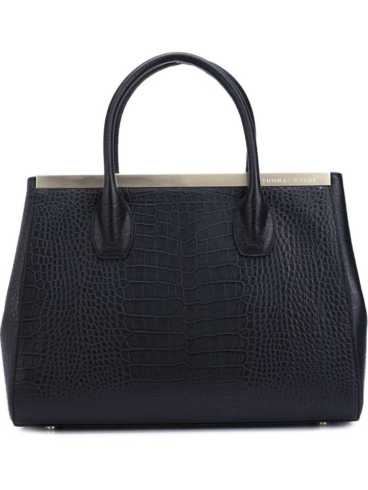 Thomas Wylde Crocodile Effect Tote, Women's, Black, Calf Leather