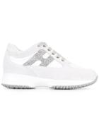 Hogan Studded Logo Lace Up Trainers - White