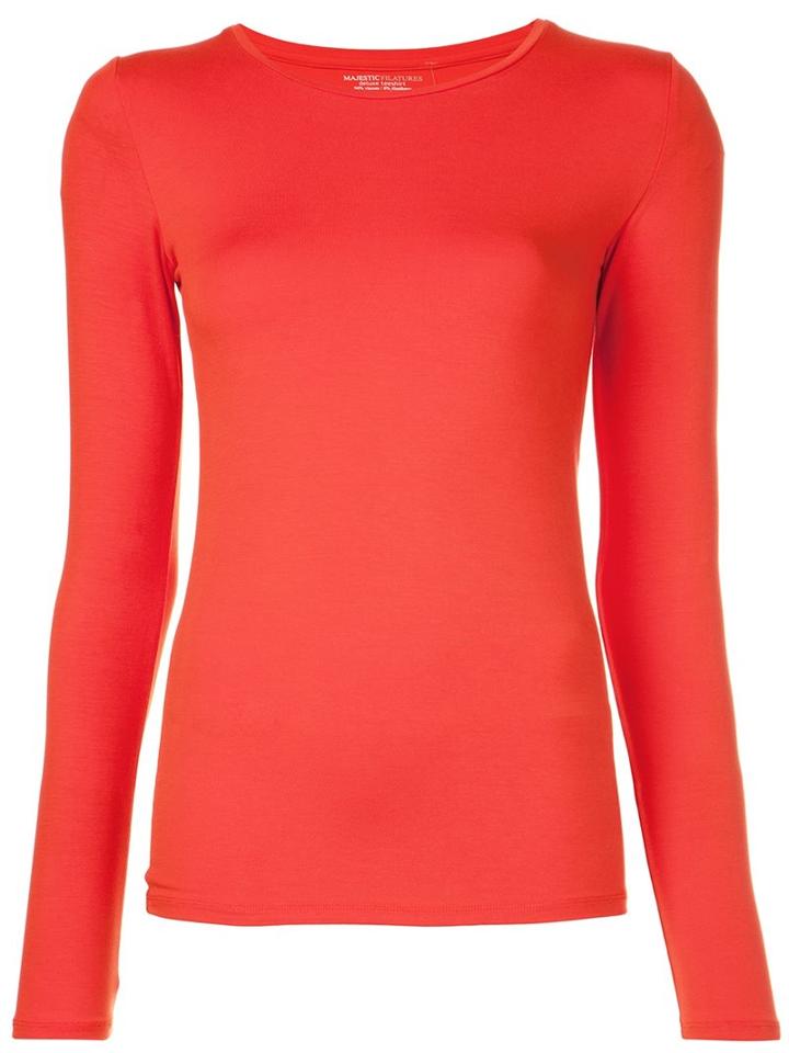 Majestic Filatures Long Sleeved T-shirt, Women's, Size: 2, Yellow/orange, Spandex/elastane/viscose