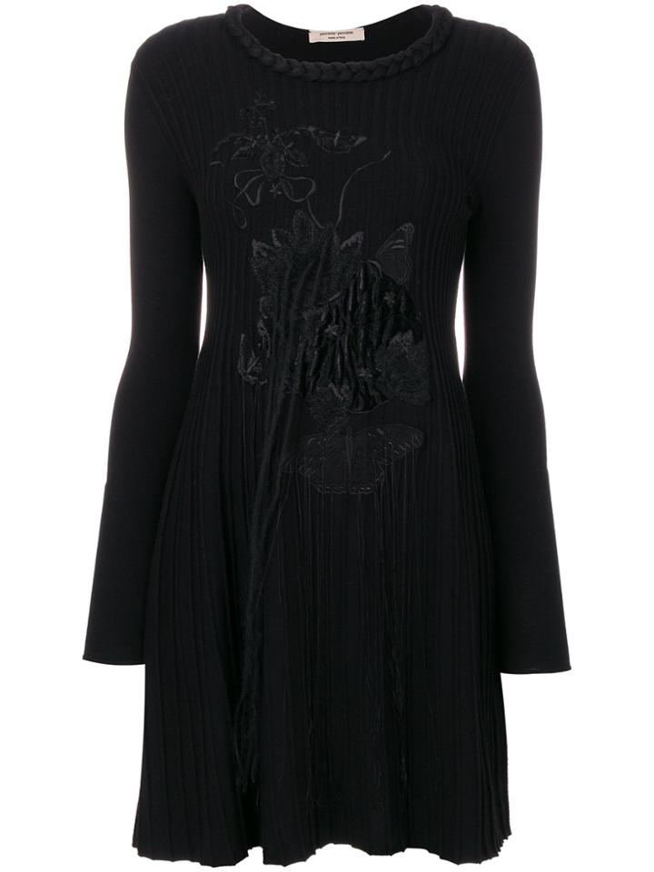 Piccione. Piccione Knitted Embroidered Dress - Black