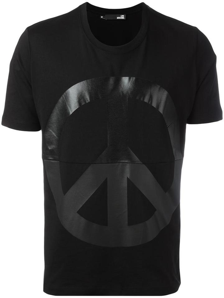 Love Moschino Peace Sign T-shirt, Men's, Size: Xl, Black, Cotton