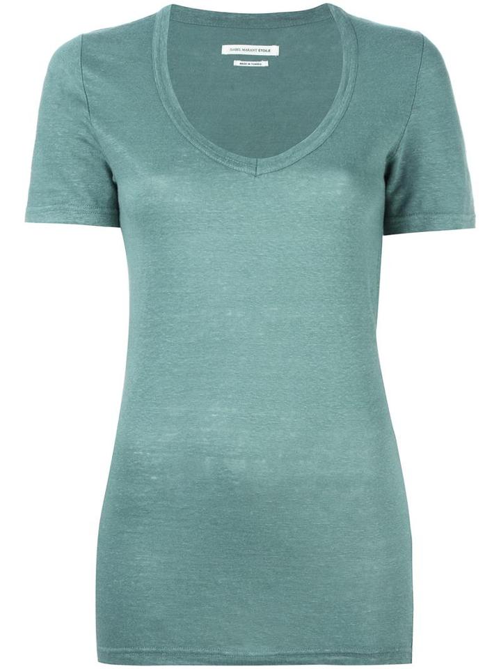Isabel Marant Étoile Scoop Neck T-shirt, Women's, Size: Large, Green, Linen/flax