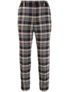 Closed Check Cropped Trousers - Blue