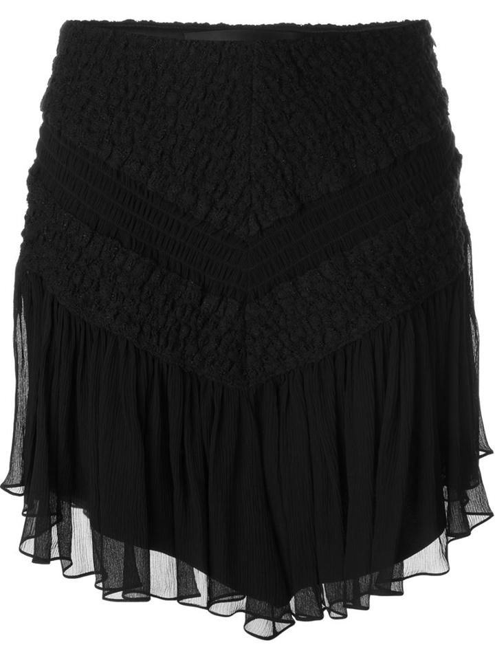 Jay Ahr Chevron Pattern Mini Skirt, Women's, Size: 38, Black, Silk/cotton/polyester