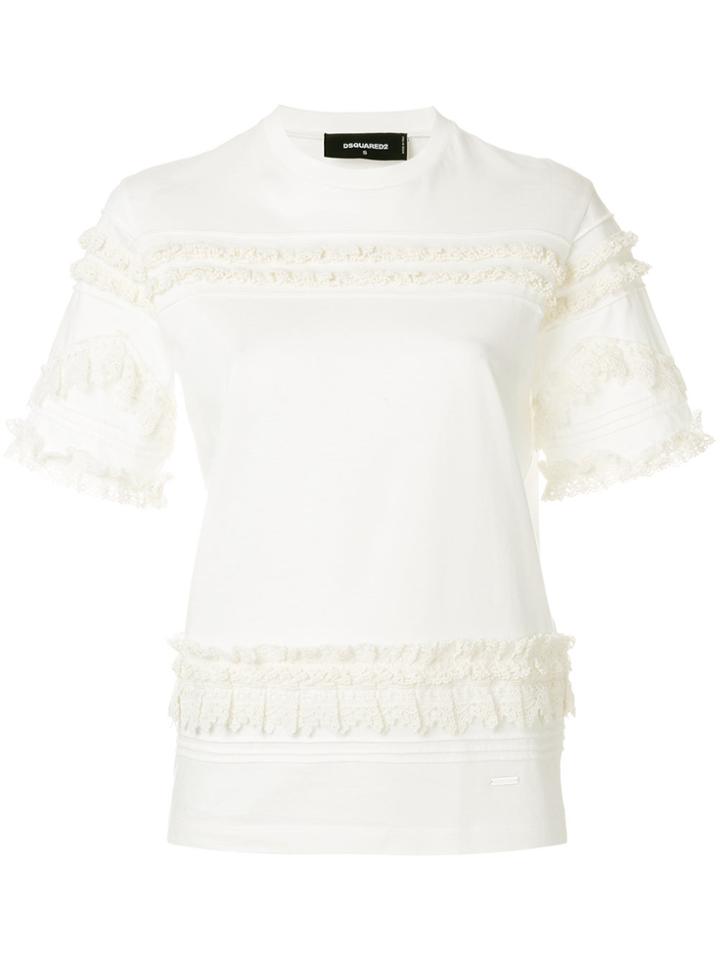 Dsquared2 Ruffle Trimmed T-shirt - White