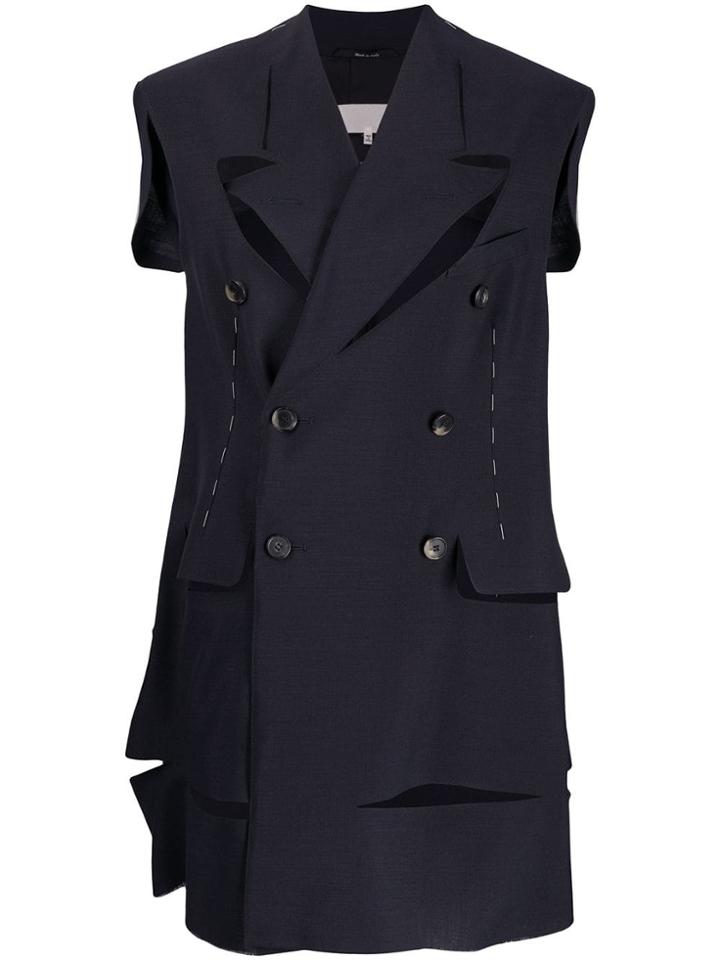 Maison Margiela Formal Waistcoat With Cut-outs - Blue