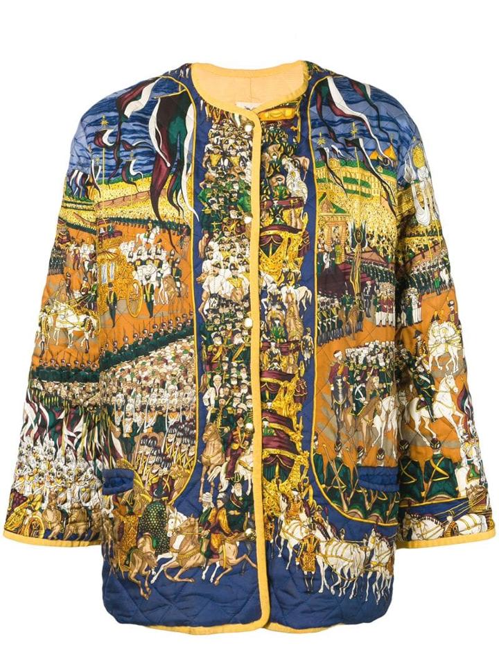 Hermès Pre-owned 1980's Soldier's Print Quilted Jacket - Brown