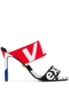 Versace Lettering Logo Print Sandals - Black
