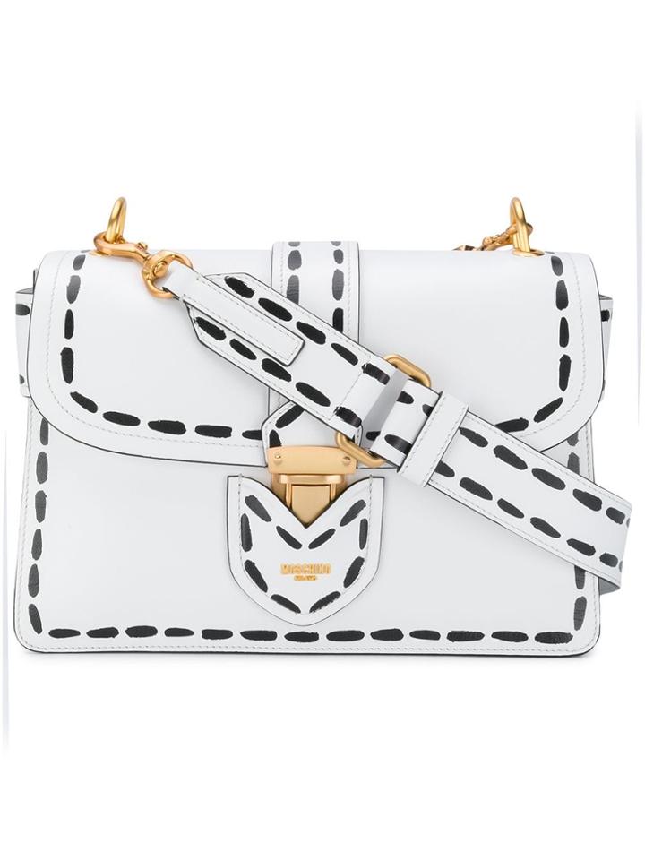 Moschino Printed Stitching Shoulder Bag - White