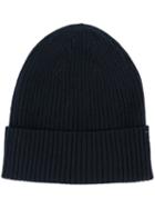 Closed Ribbed Beanie, Men's, Blue, Cashmere