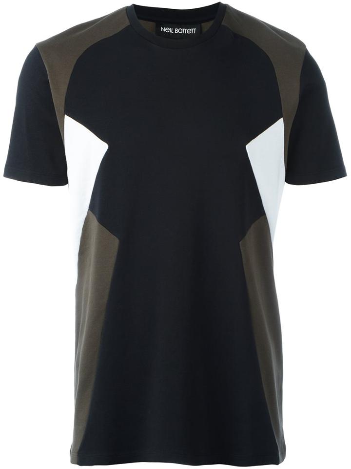 Neil Barrett Panelled T-shirt, Men's, Size: Xl, Black, Cotton
