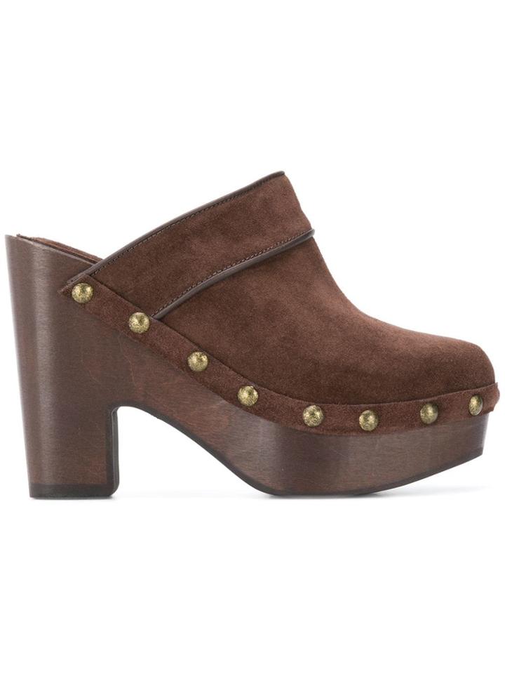 Philosophy Di Lorenzo Serafini Wooden Heel Mules - Brown