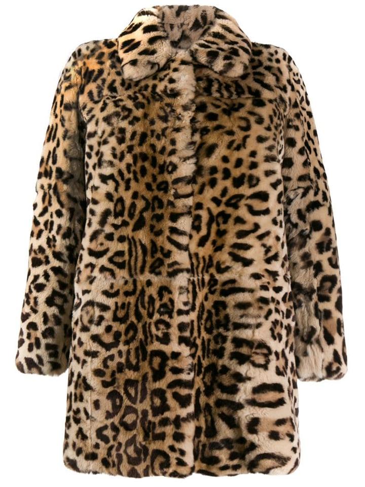 Yves Salomon Single Breasted Coat - Brown