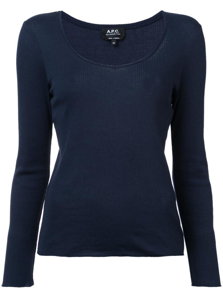 A.p.c. Round Neck Longsleeved T-shirt - Blue