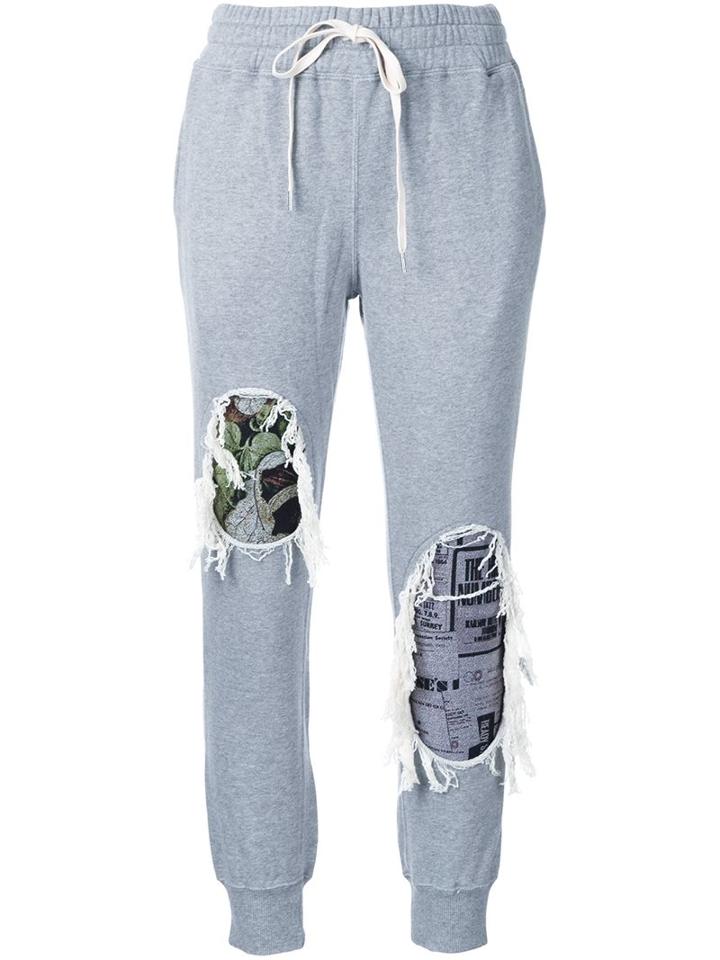 Miharayasuhiro Distressed Track Pants, Women's, Size: 38, Grey, Cotton