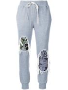 Miharayasuhiro Distressed Track Pants, Women's, Size: 38, Grey, Cotton